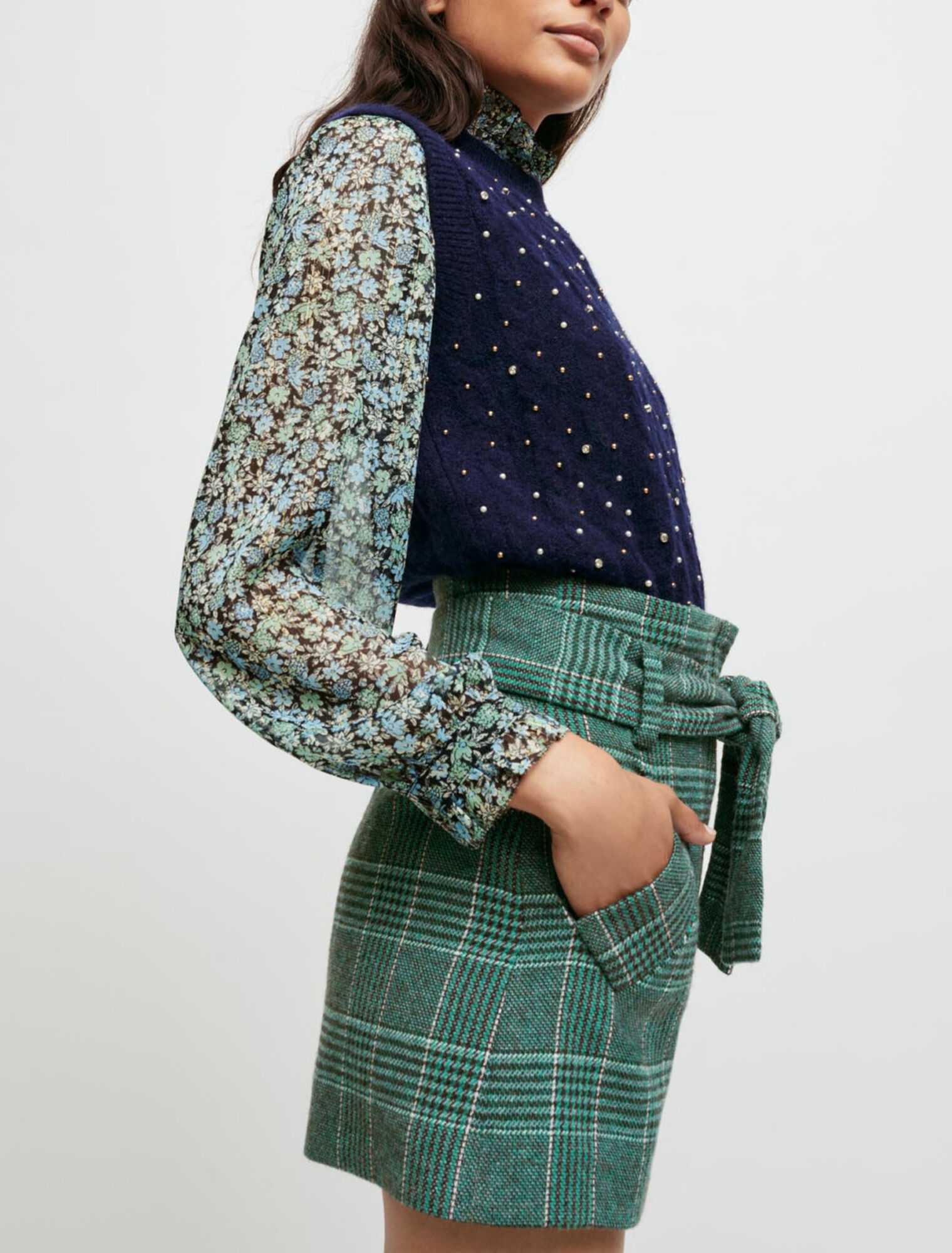 Pantaloncini a quadri con cintura