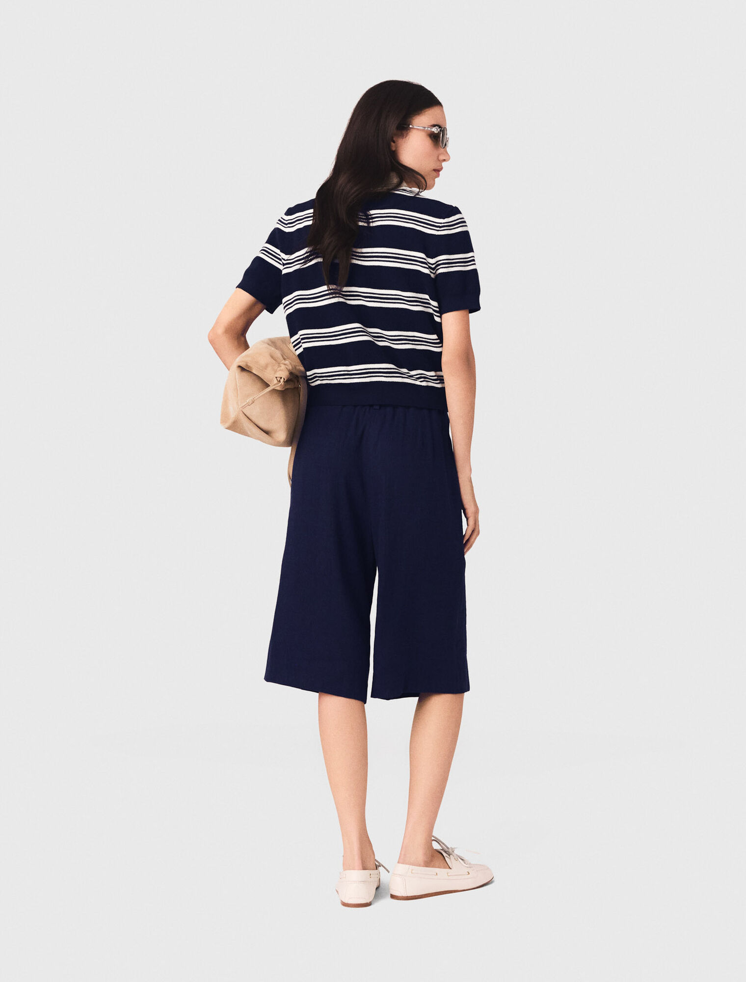 Polo a righe con collo strass