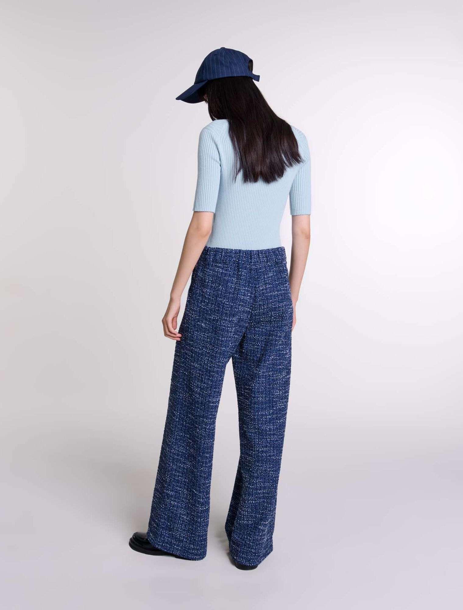 Pantaloni larghi in tweed