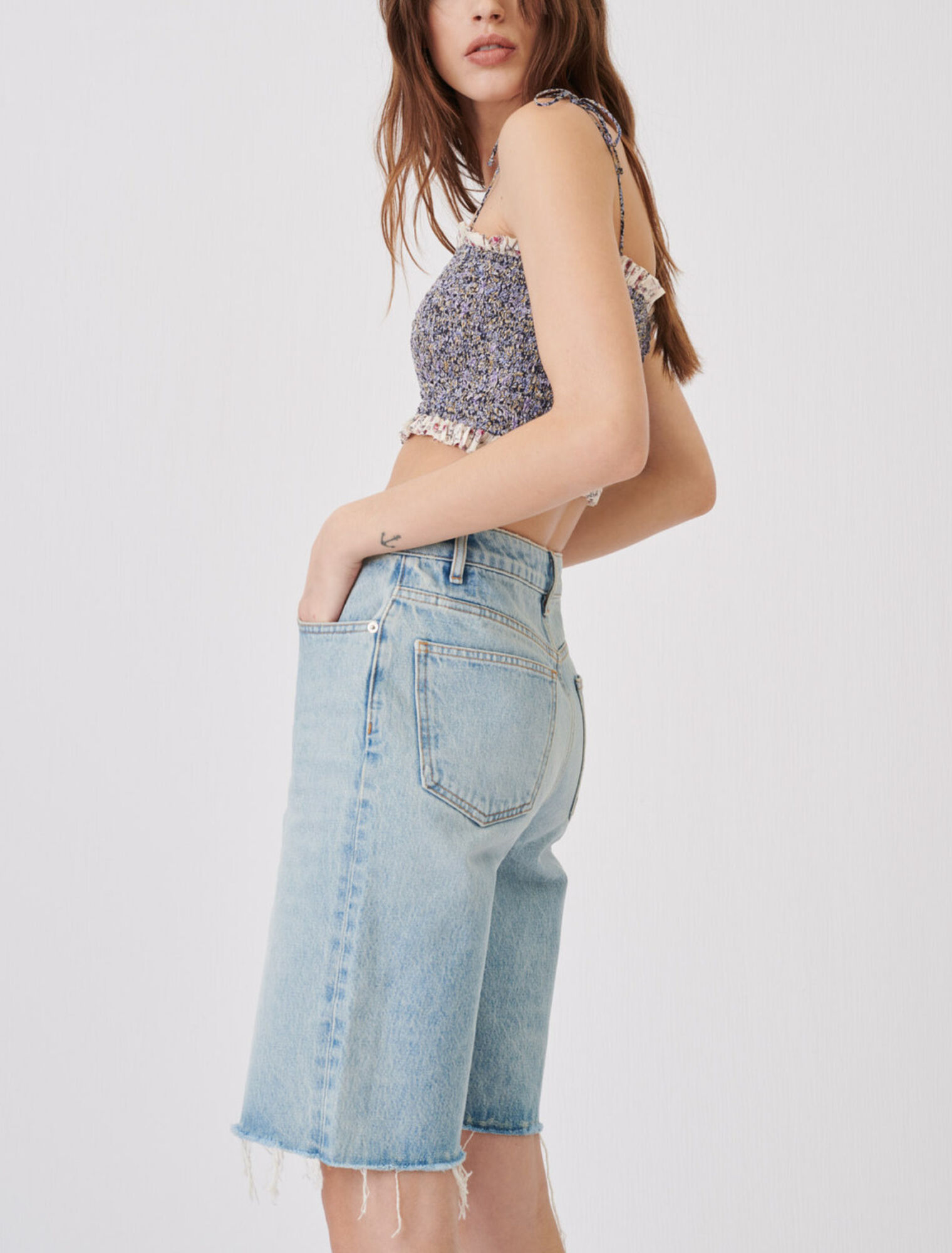 Pantaloncini in denim a gamba dritta