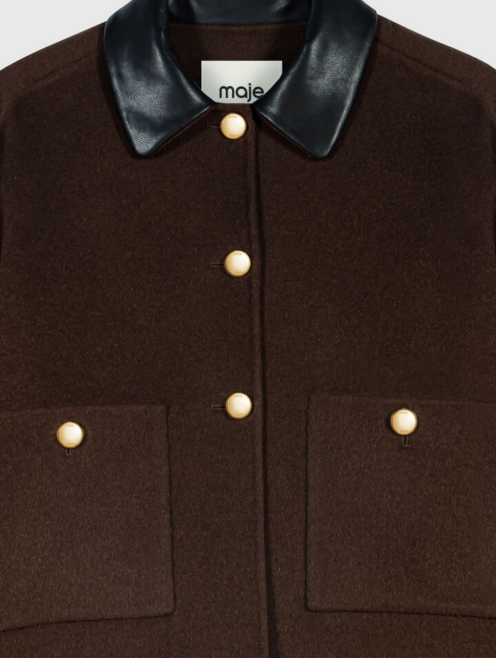 Giacca corta in lana retro pliss&eacute;