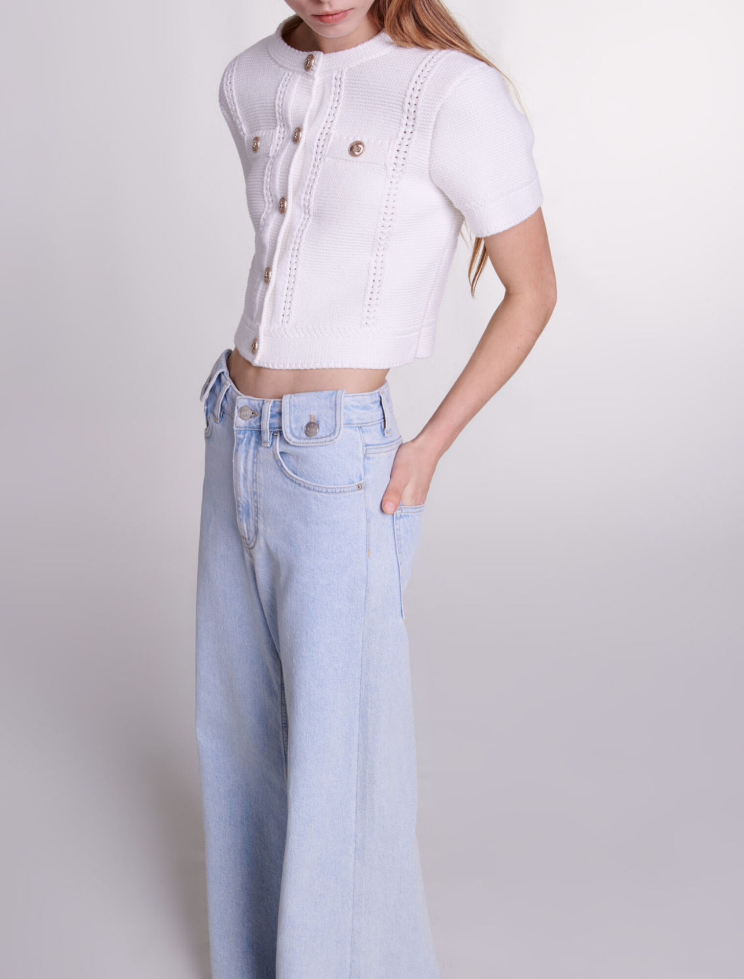Cardigan in maglia a maniche corte