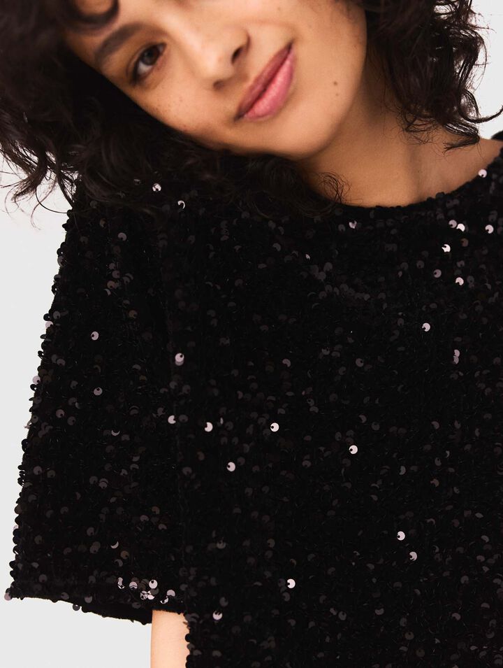 Top in velluto con paillettes