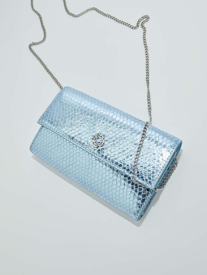 Pochette pelle pitonata in rilievo
