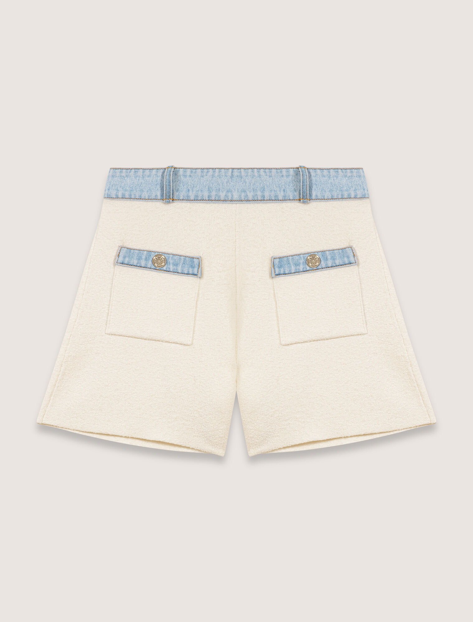 Shorts in maglia passamano in denim
