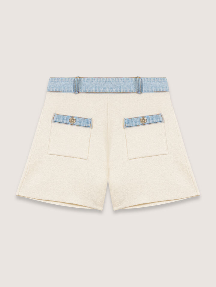 Shorts in maglia passamano in denim