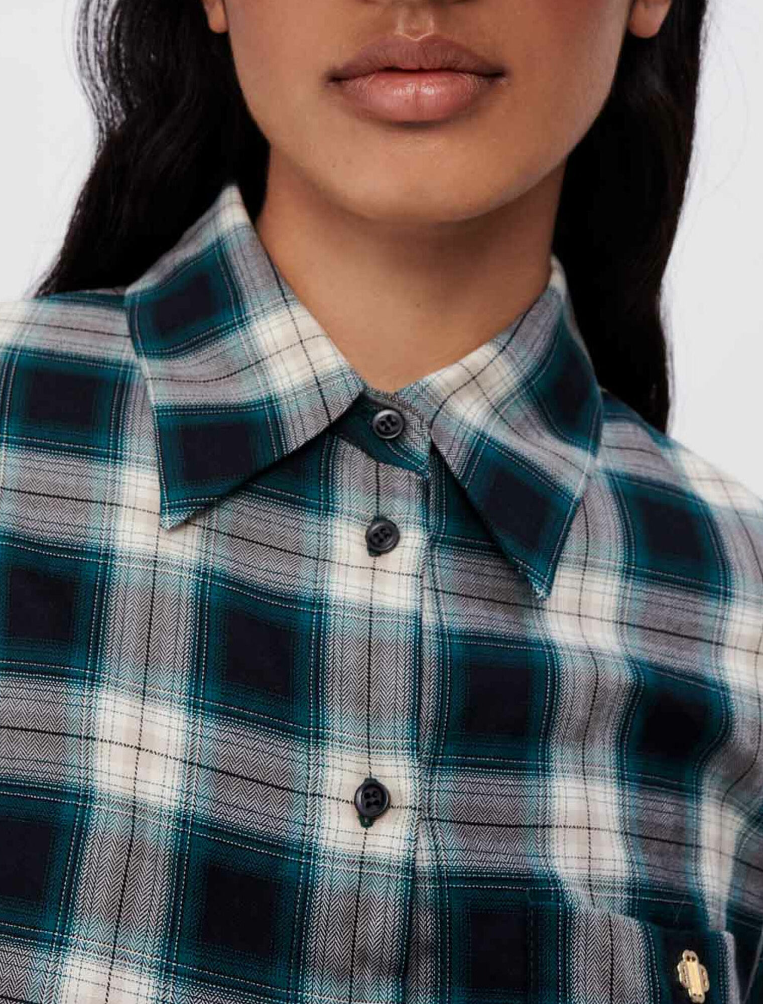 Camicia cropped a quadri in cotone