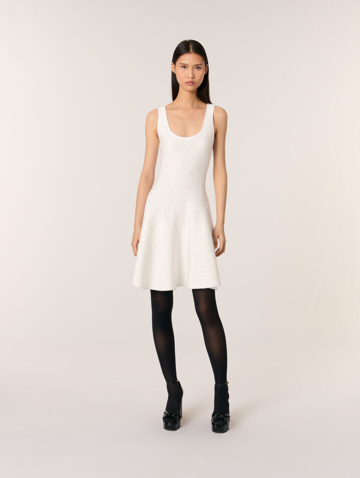 Abito corto in maglia paillettes