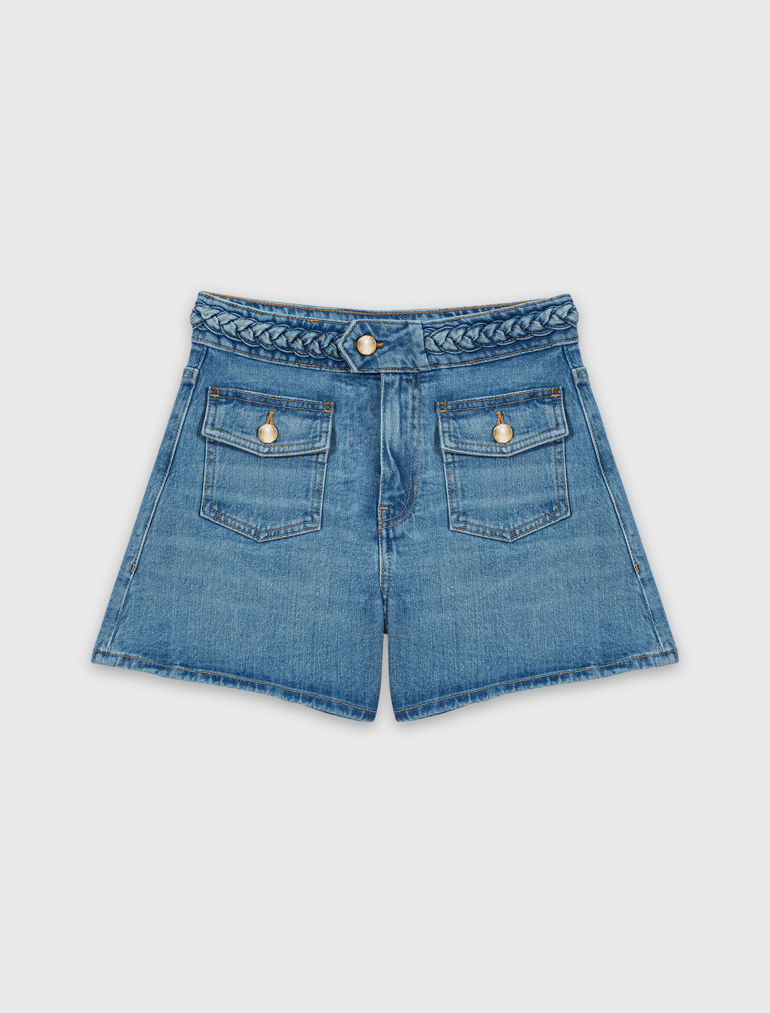 Shorts in denim intrecciato