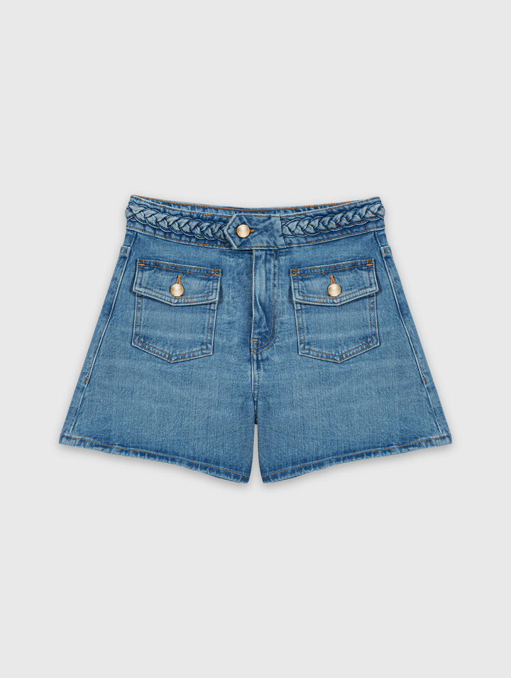 Shorts in denim intrecciato