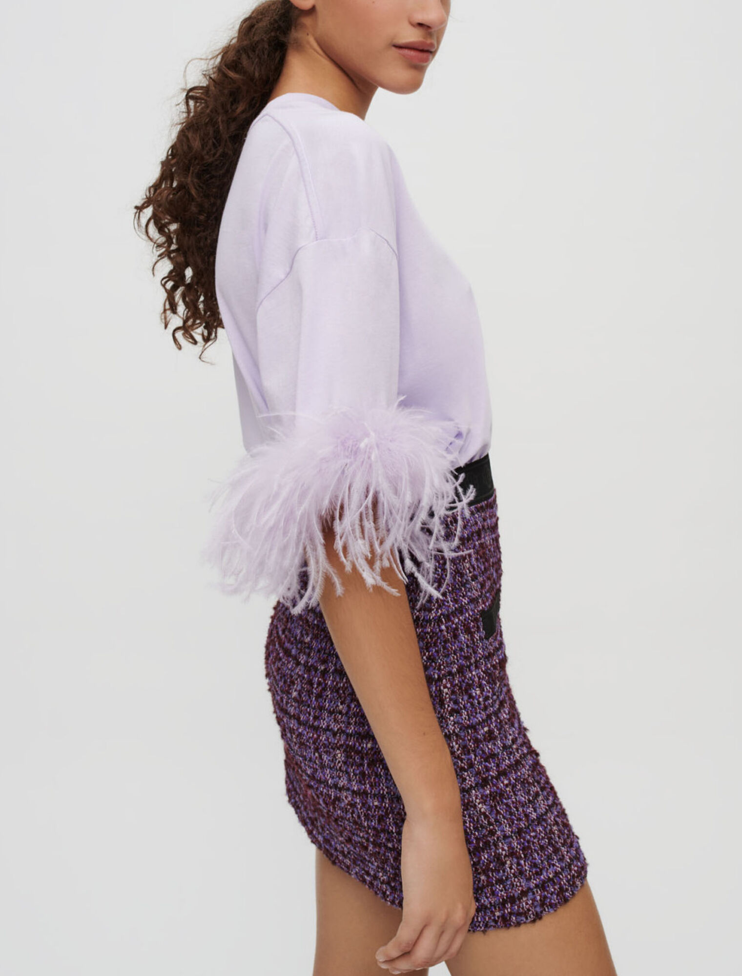 Gonna in tweed viola e a contrasto
