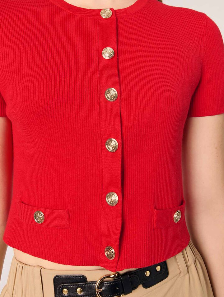 Cardigan corto con bottoni dorati