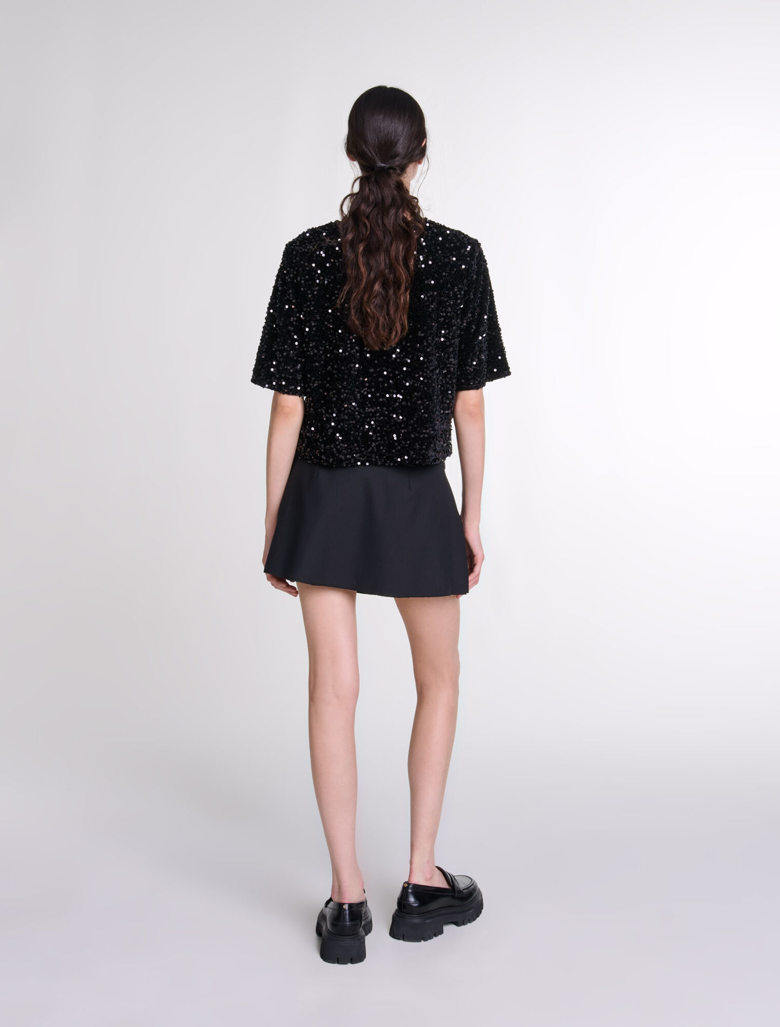 Top in velluto con paillettes