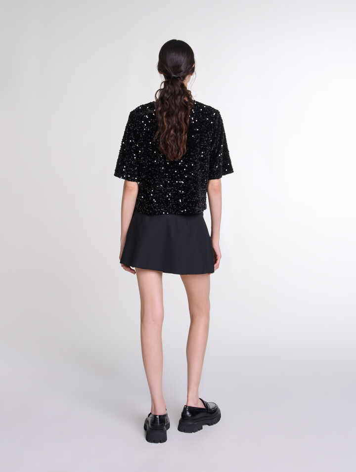 Top in velluto con paillettes