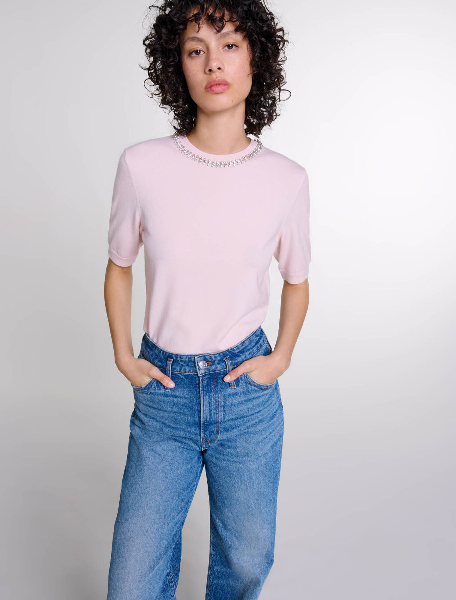 Pullover corto lavorato a maglia