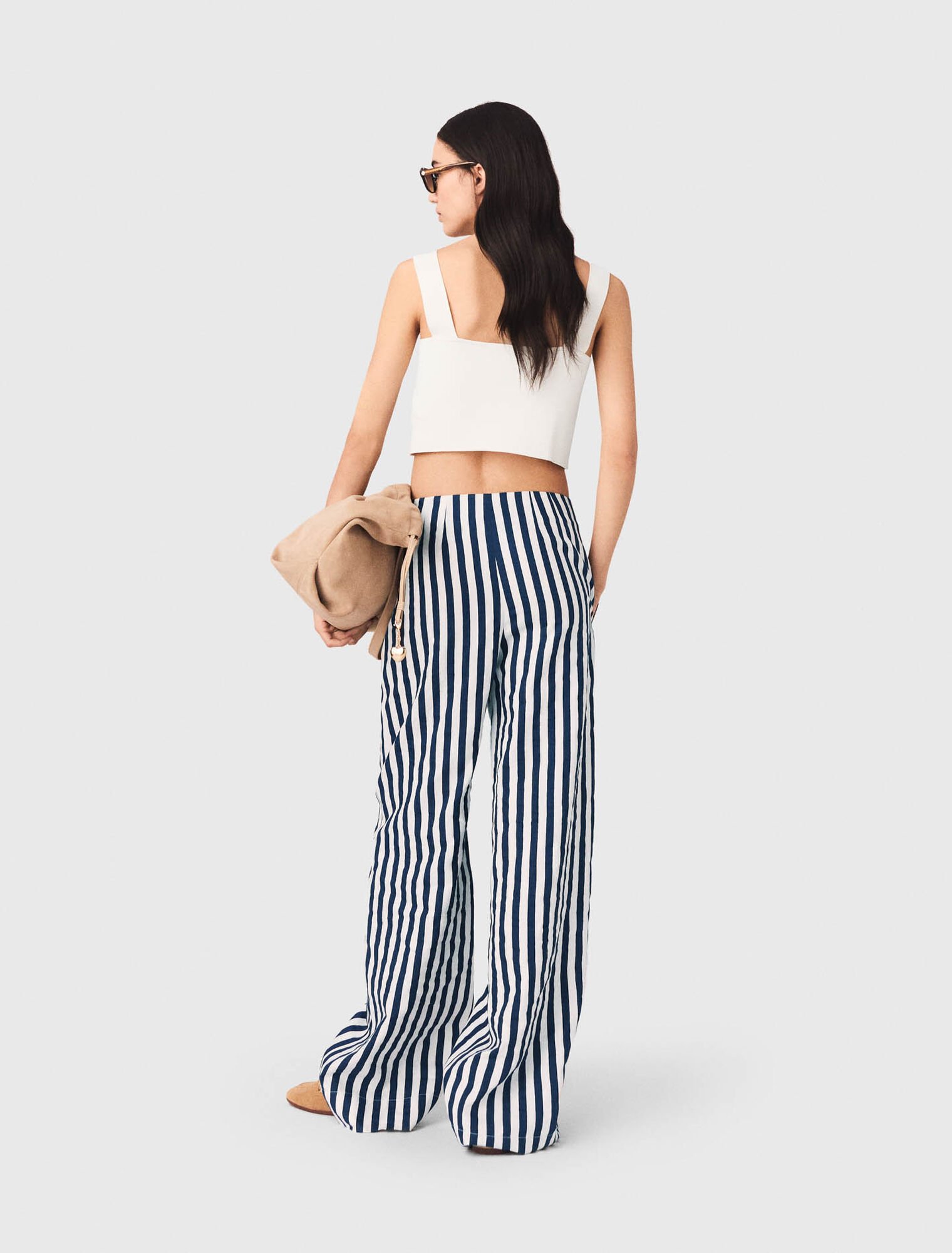 Pantaloni a ponte in lino misto