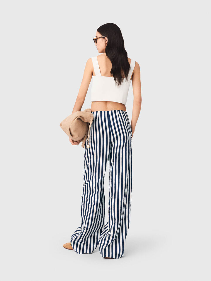 Pantaloni a ponte in lino misto