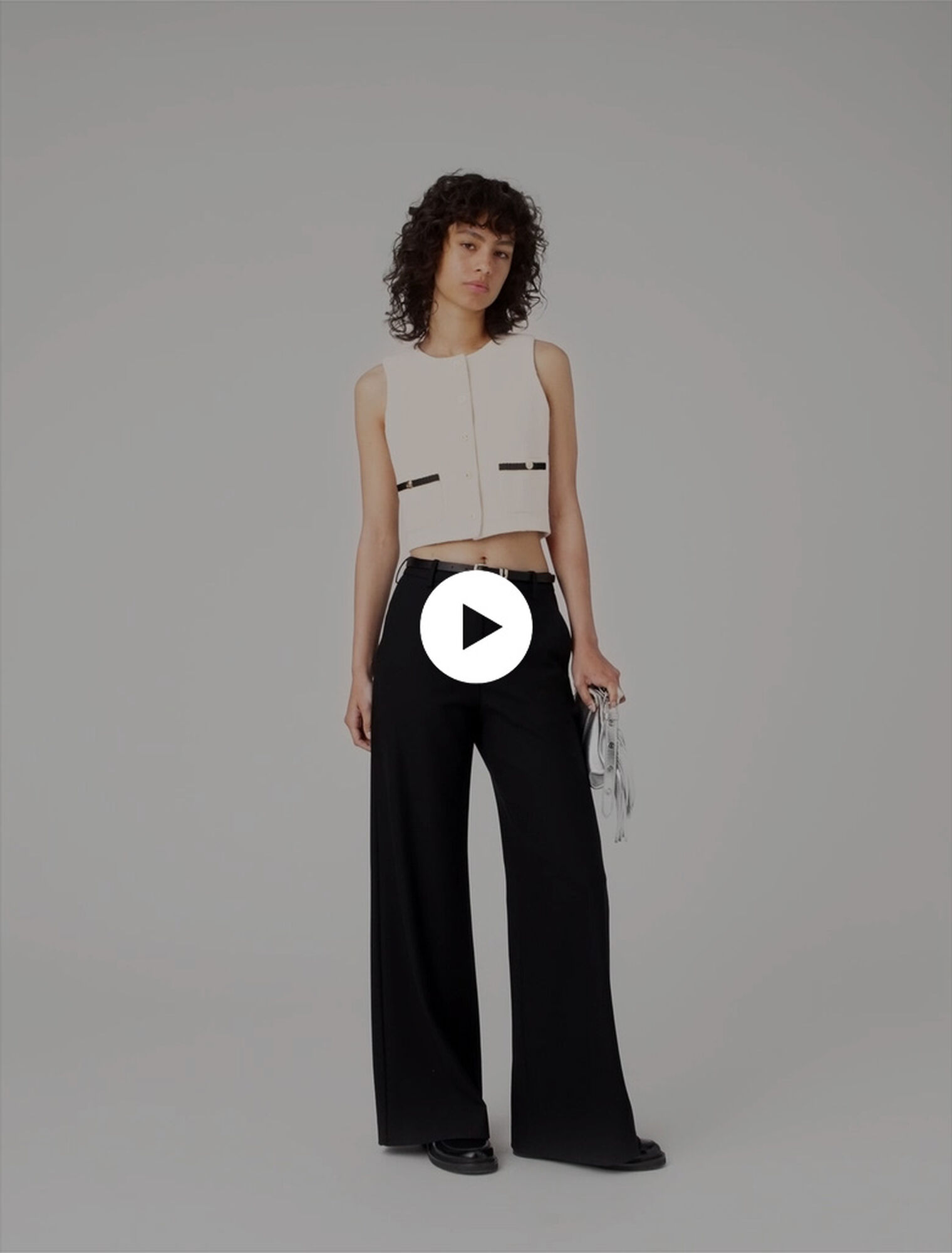 Top senza maniche in tweed lurex