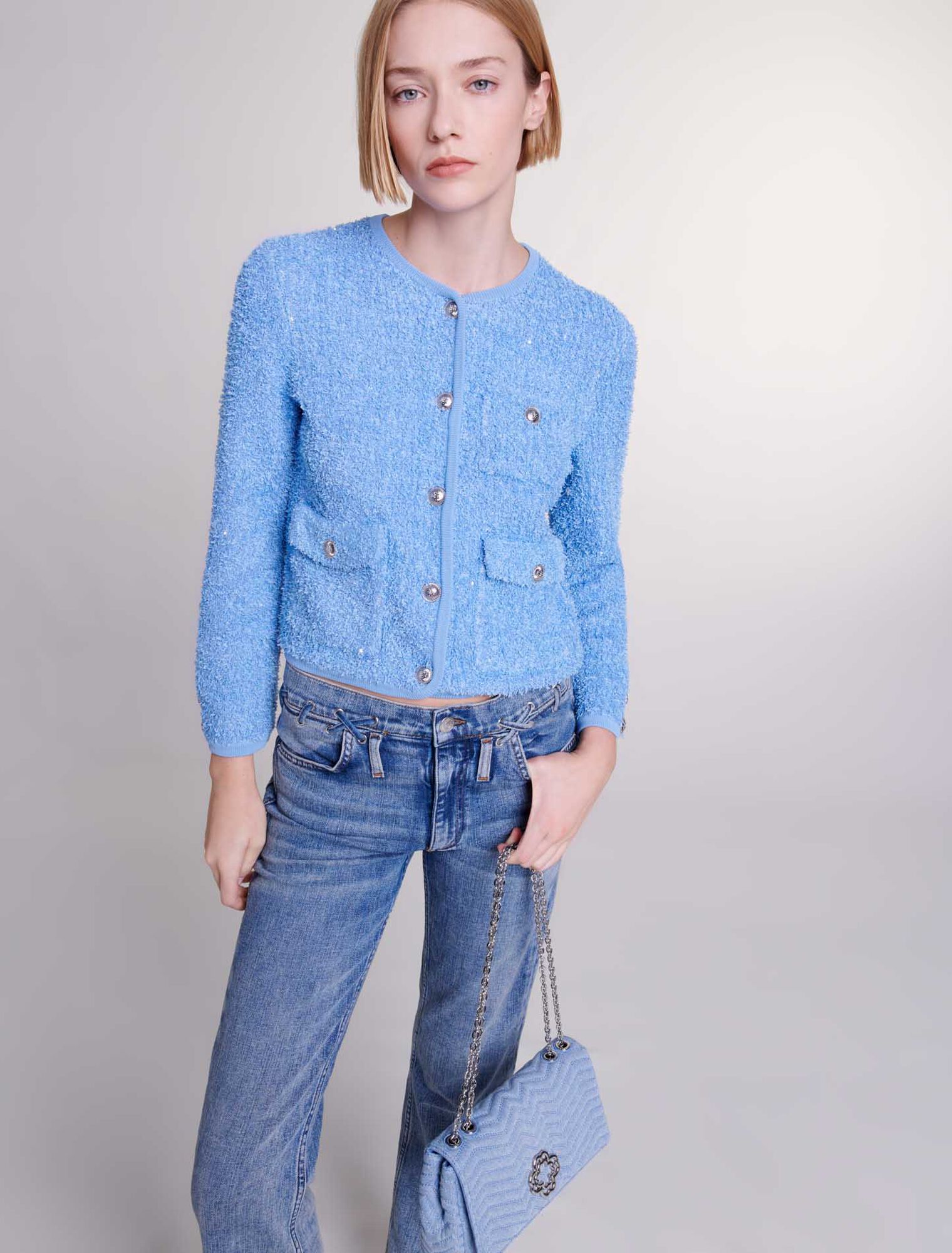 Cardigan in maglia con lustrini