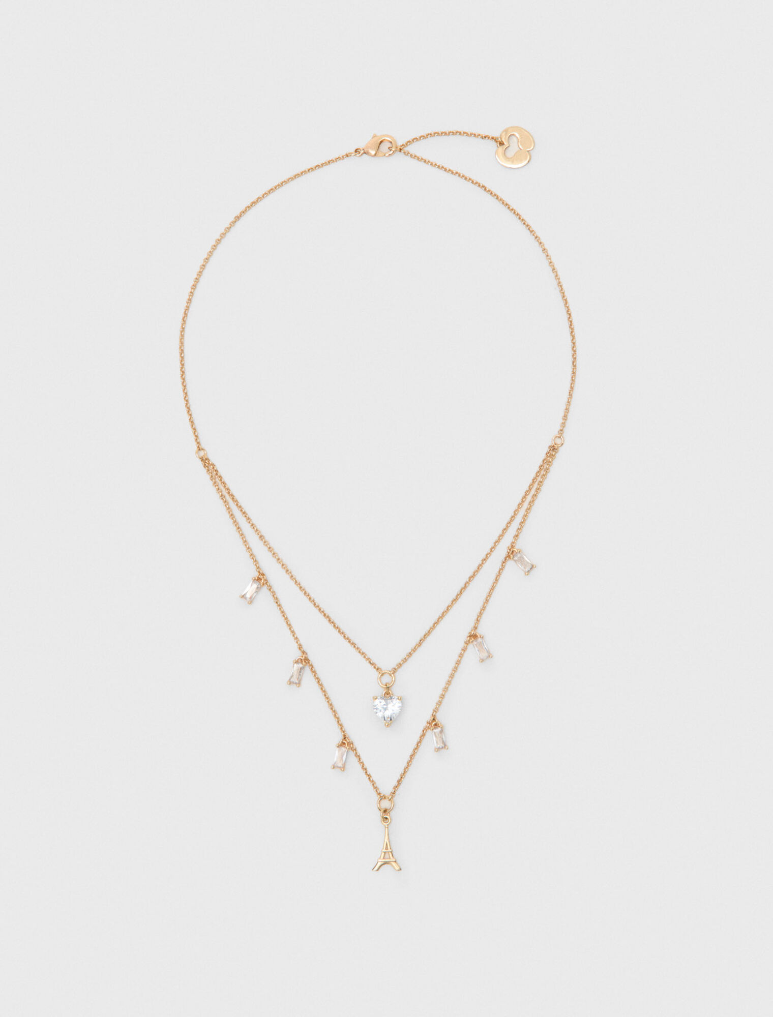 Collana doppia con charm strass