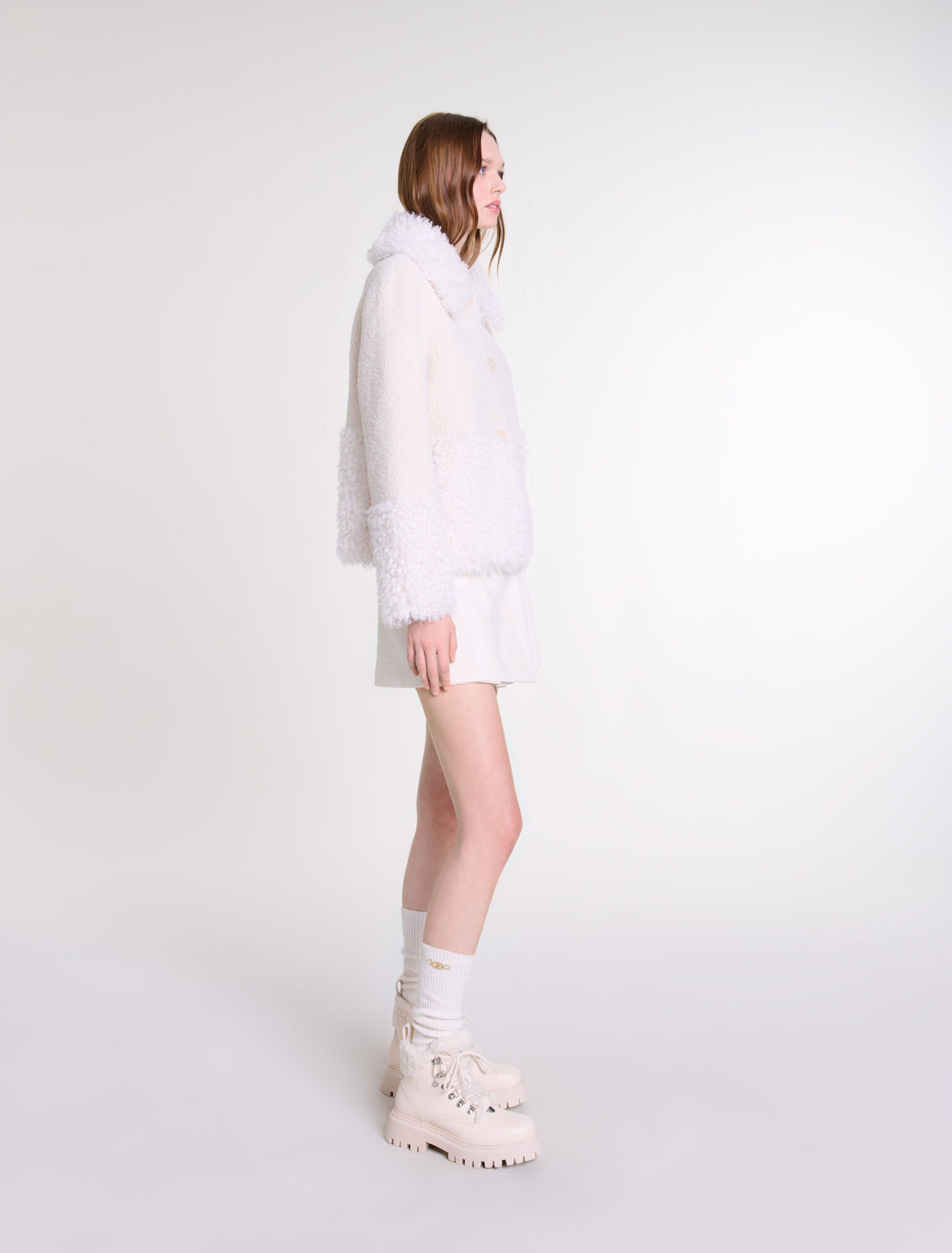 Cappotto corto in ecopelliccia