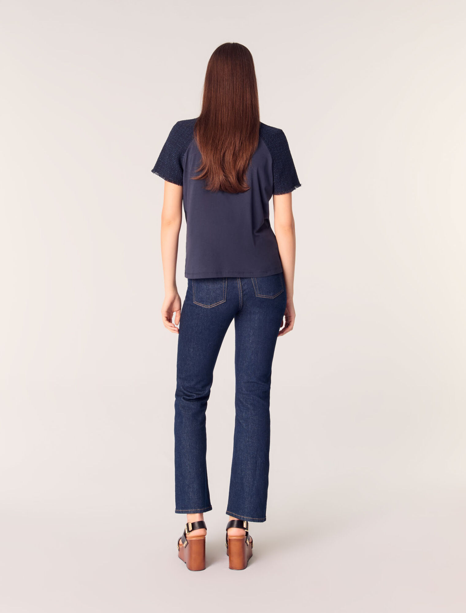 T-shirt con maniche in tweed