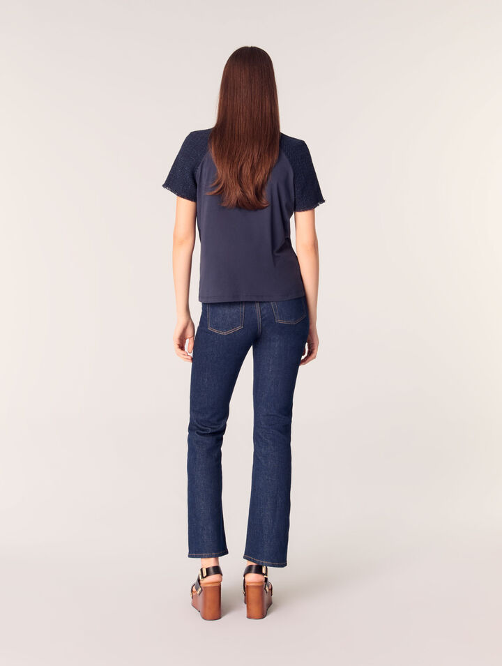 T-shirt con maniche in tweed