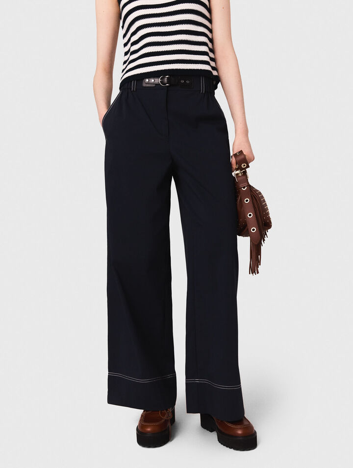 Pantaloni cotone e cintura in pelle