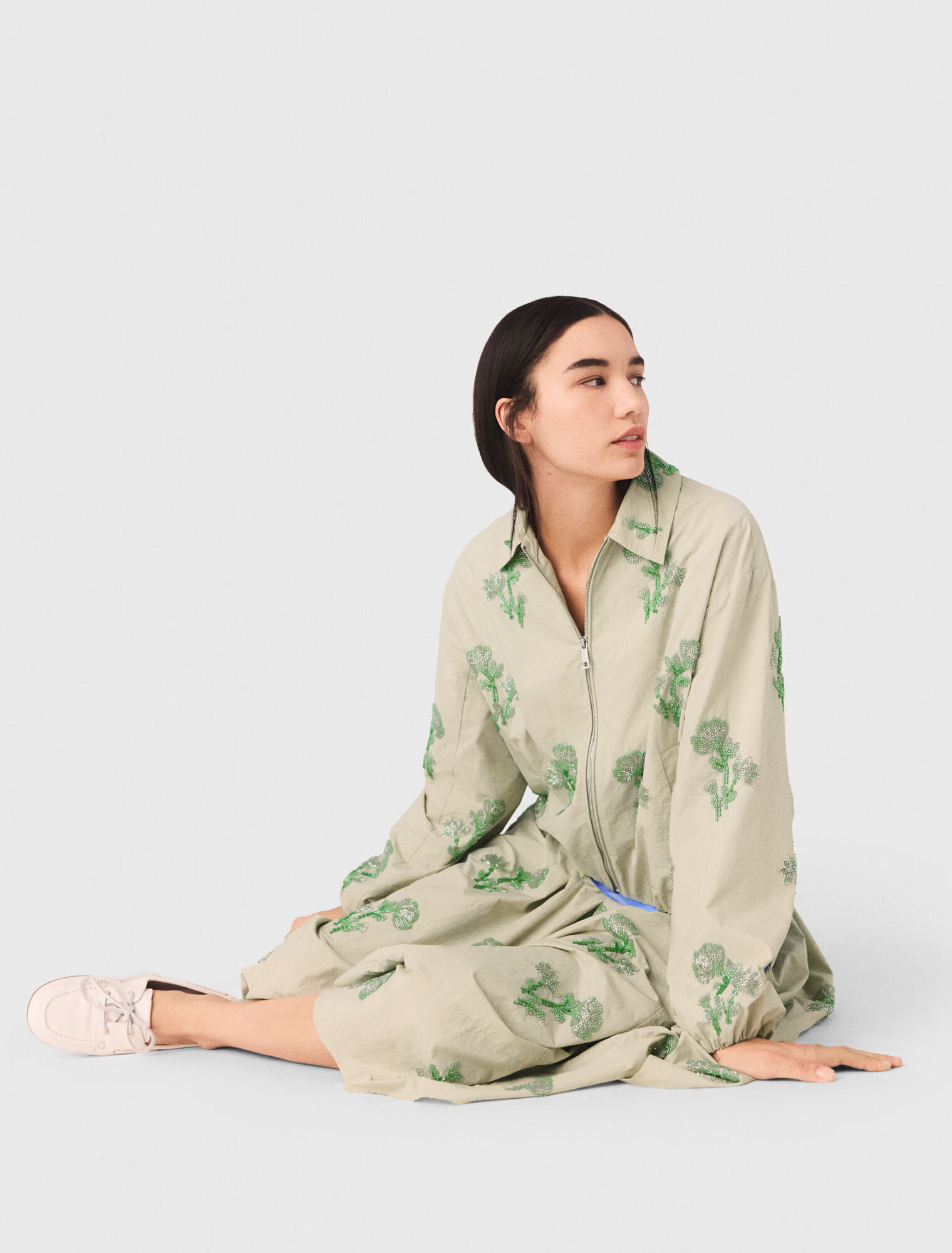 Bomber in tessuto tecnico ricamato