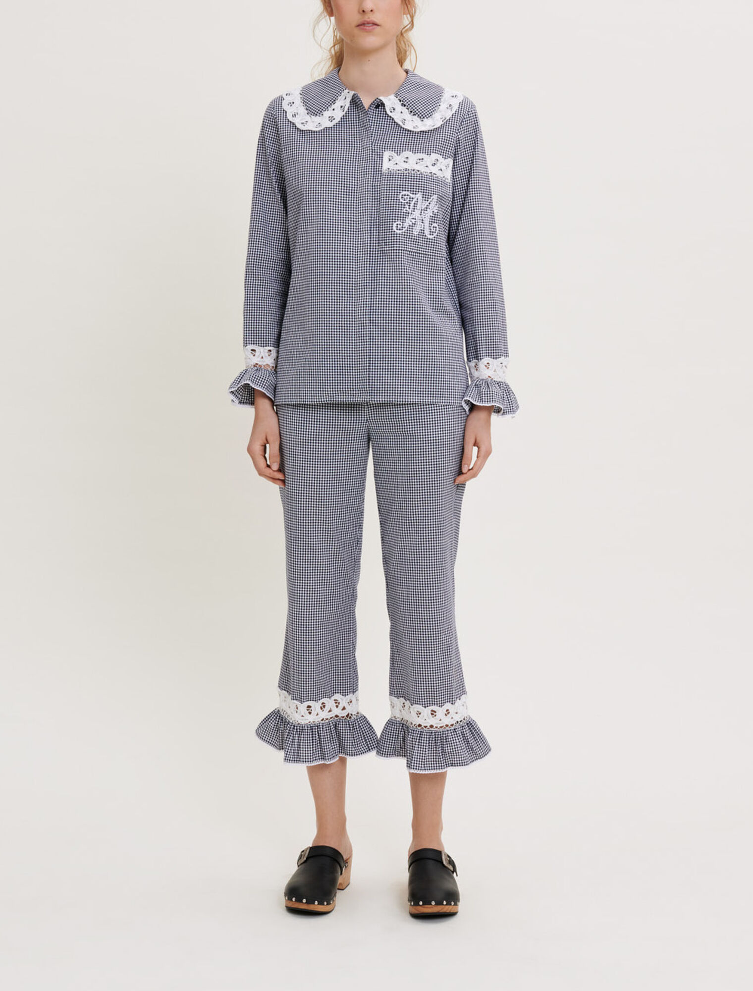 Camicia in pizzo e percalle