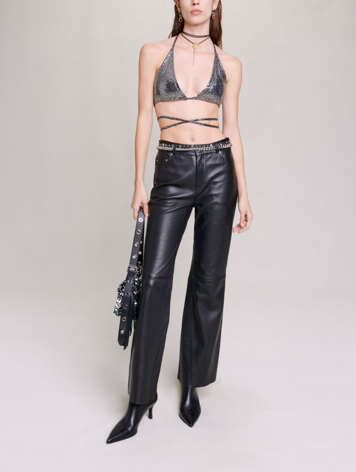 Top a triangolo con glitter
