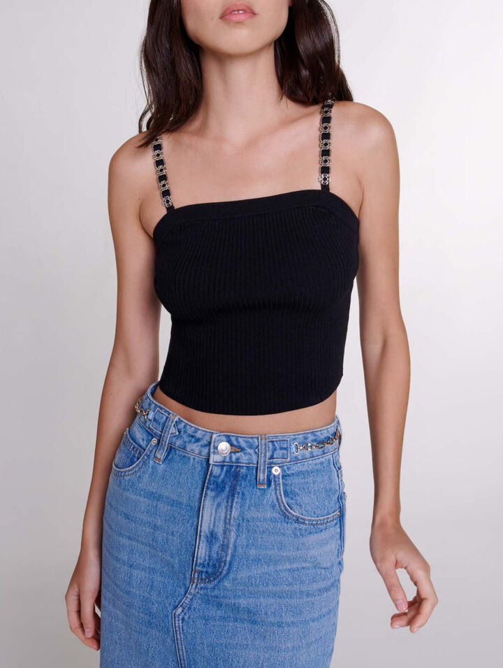 Top corto con spalline rimovibili