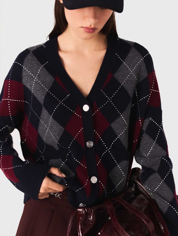 Cardigan corto con motivo argyle