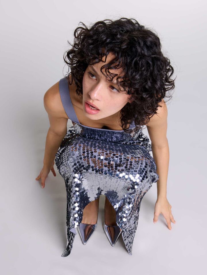 Top in maglia glitterata