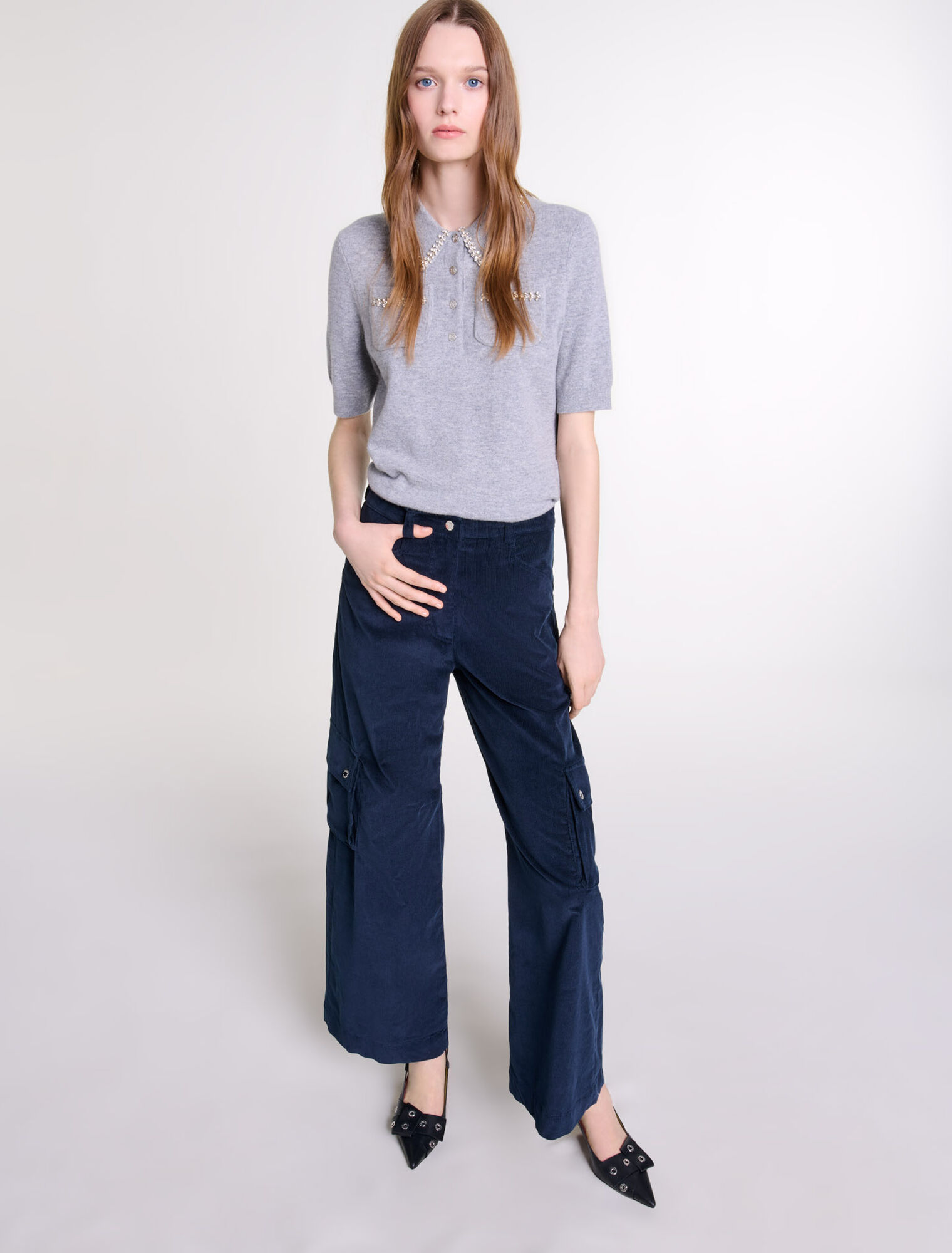 Pantaloni cargo in velluto