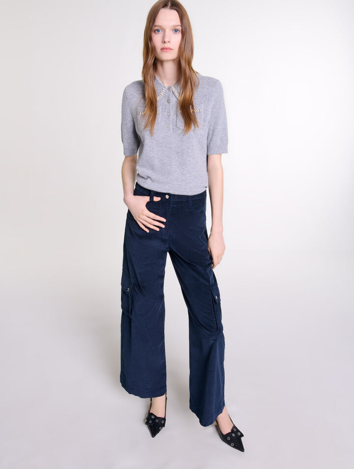 Pantaloni cargo in velluto