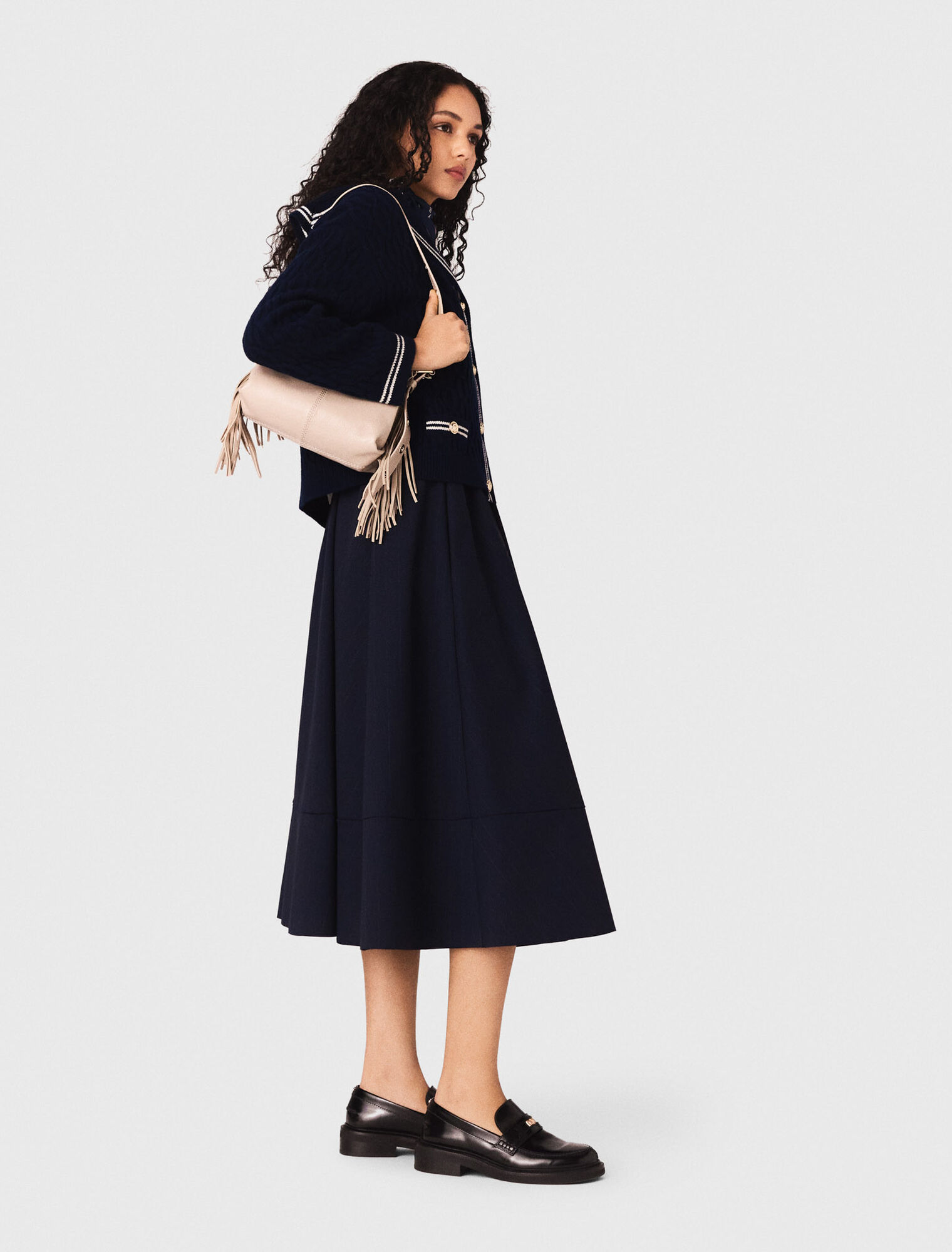 Gonna tailleur midi a righe