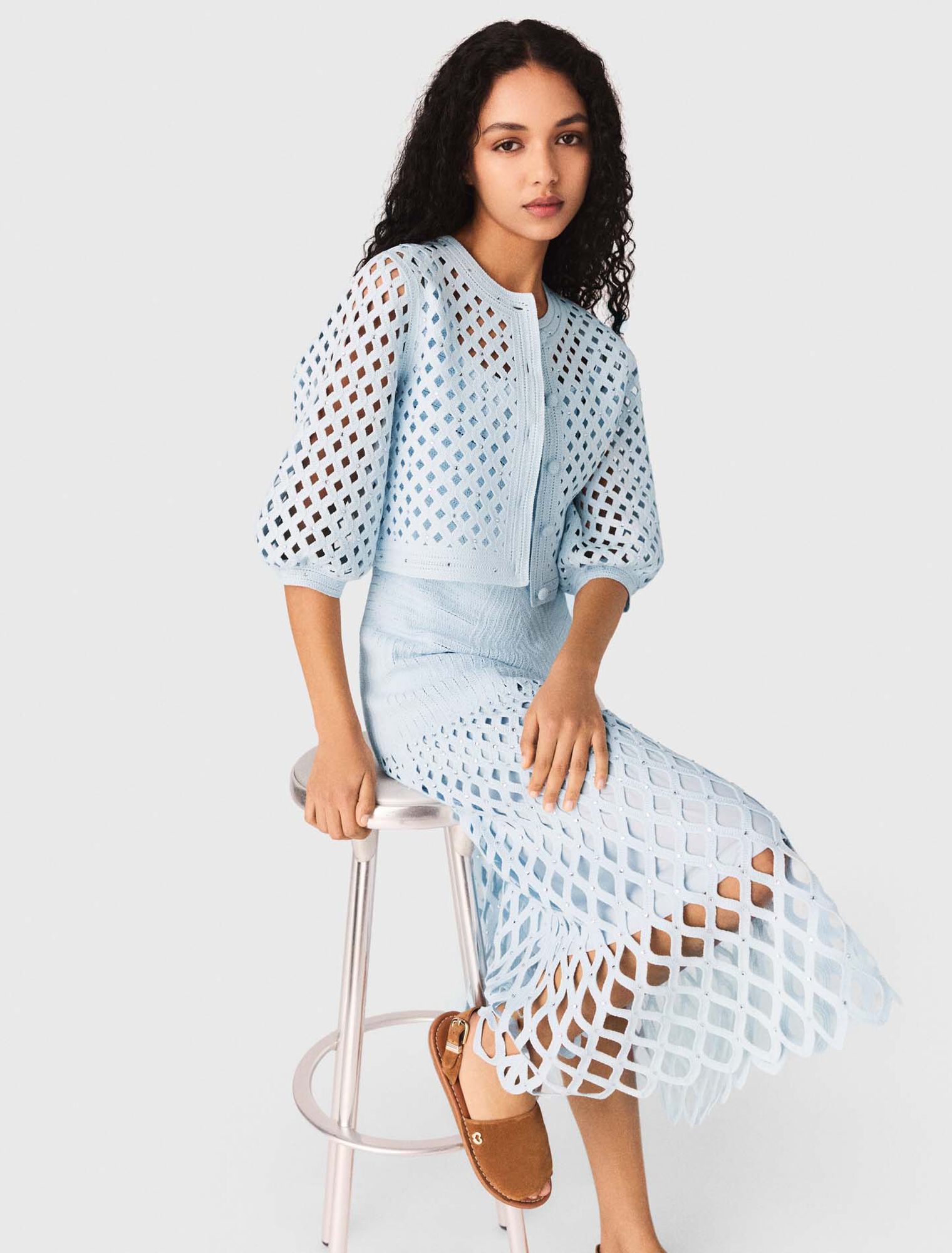 Cardigan crochet glitterato