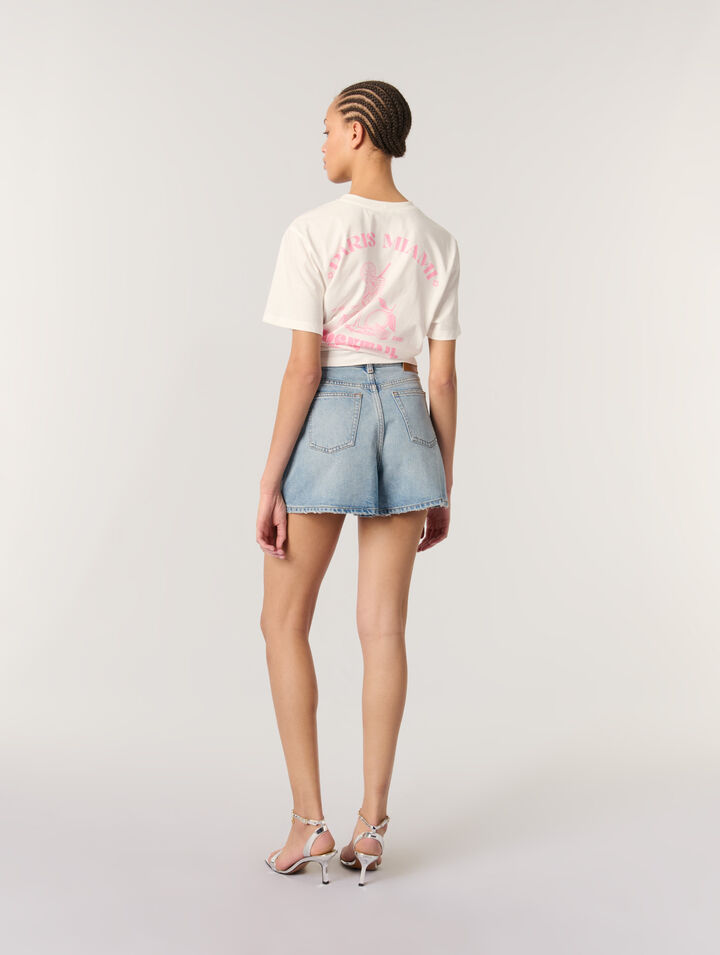 Shorts in denim con borchie