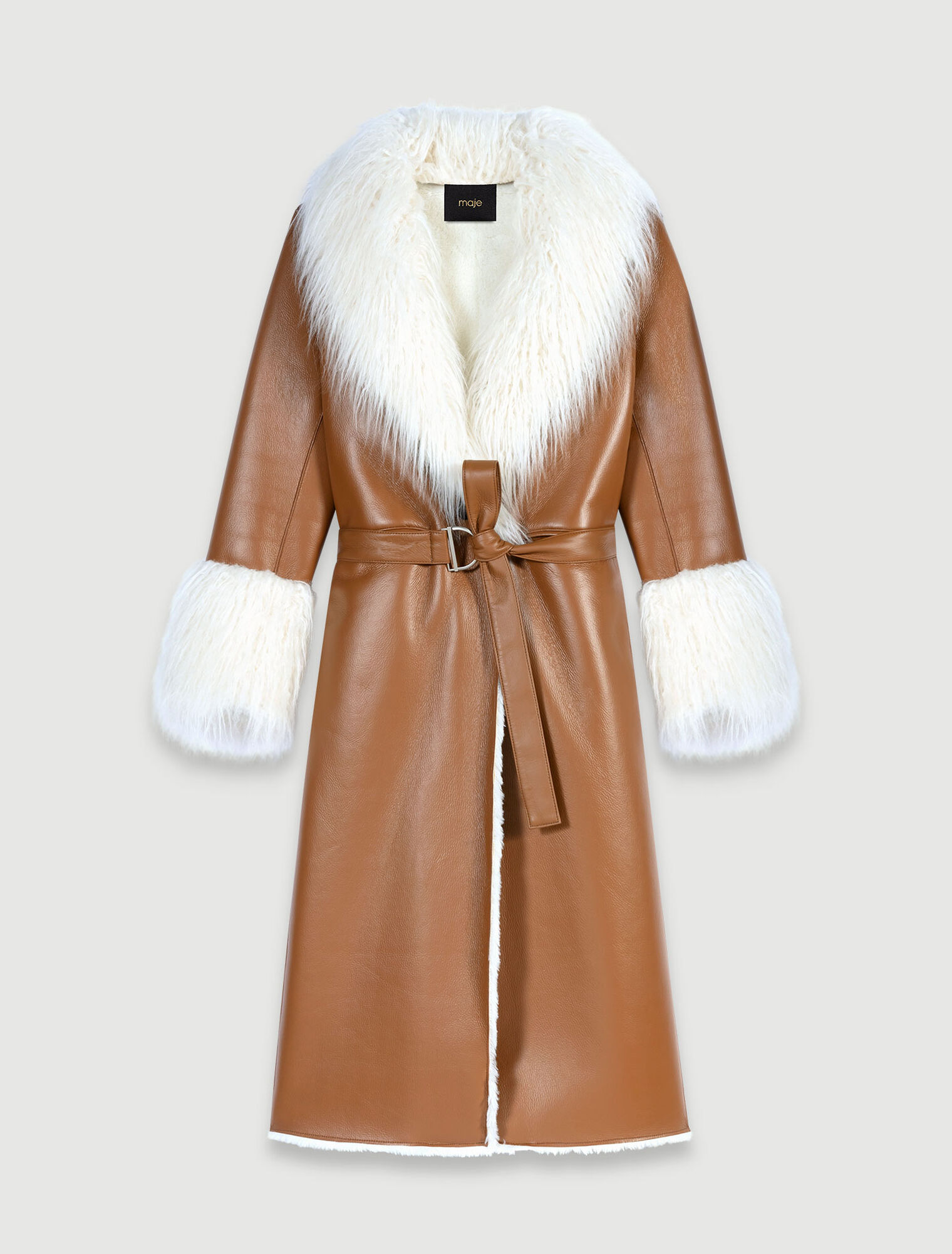 Cappotto lungo in ecopelliccia
