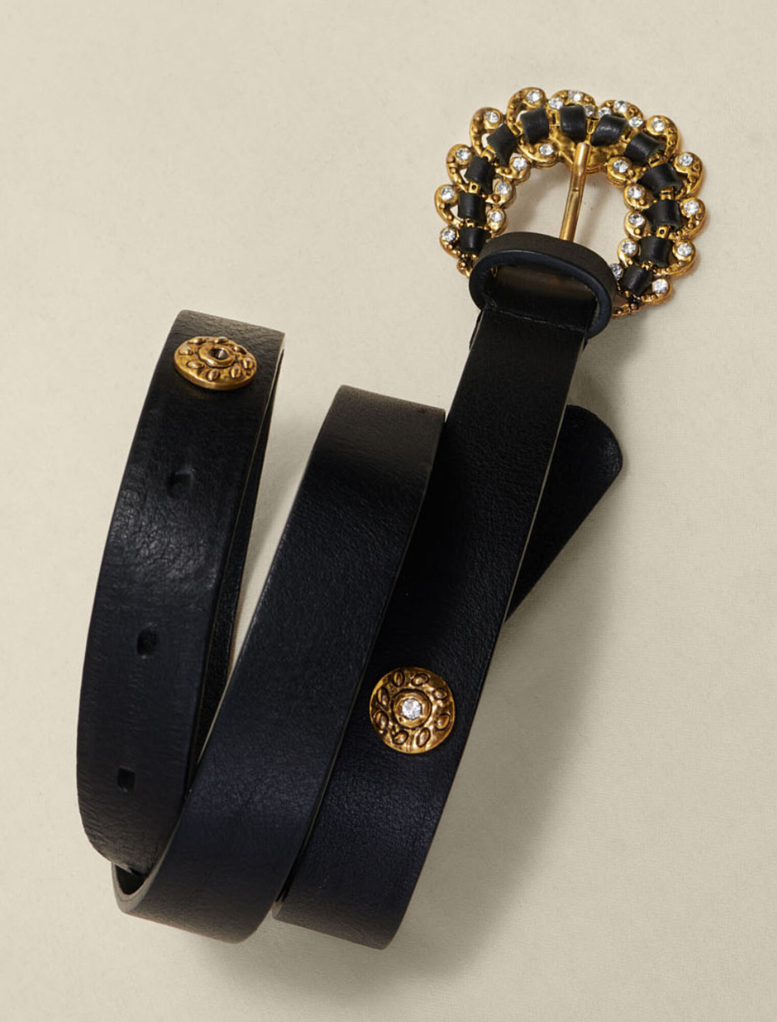 Cintura in pelle con strass