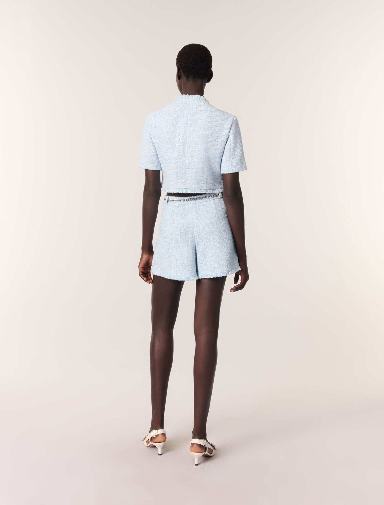 Shorts in tweed con cintura