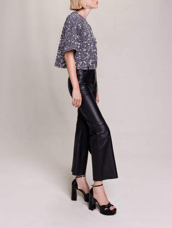 Top in velluto con paillettes