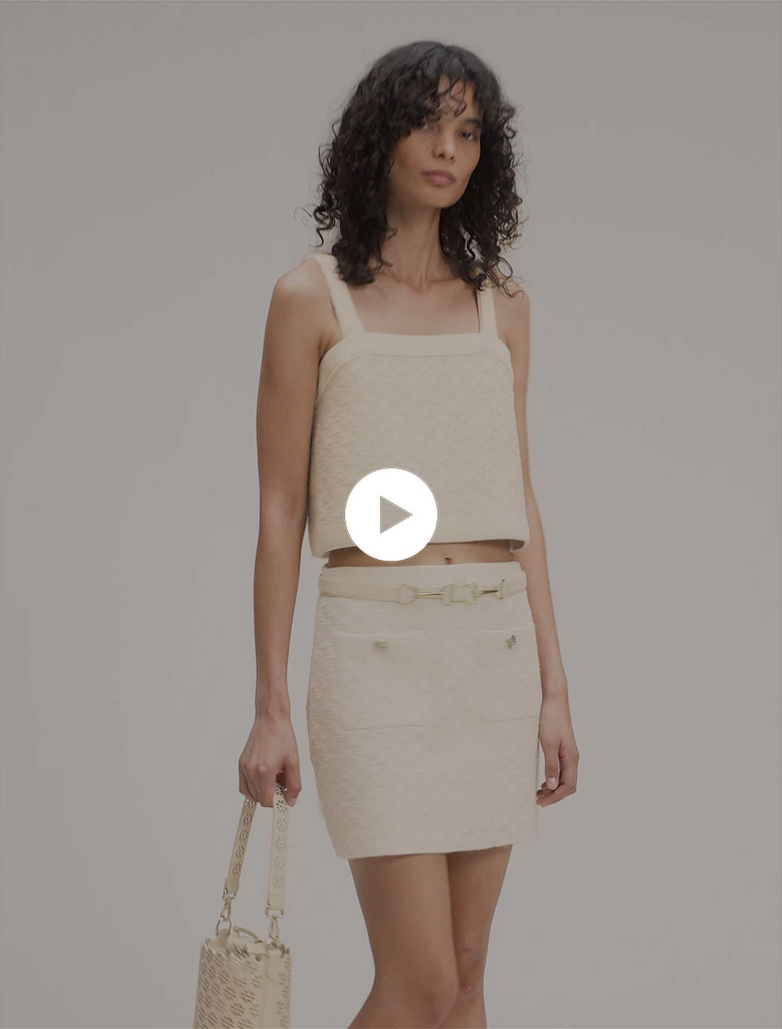 Gonna in maglia con effetto tweed