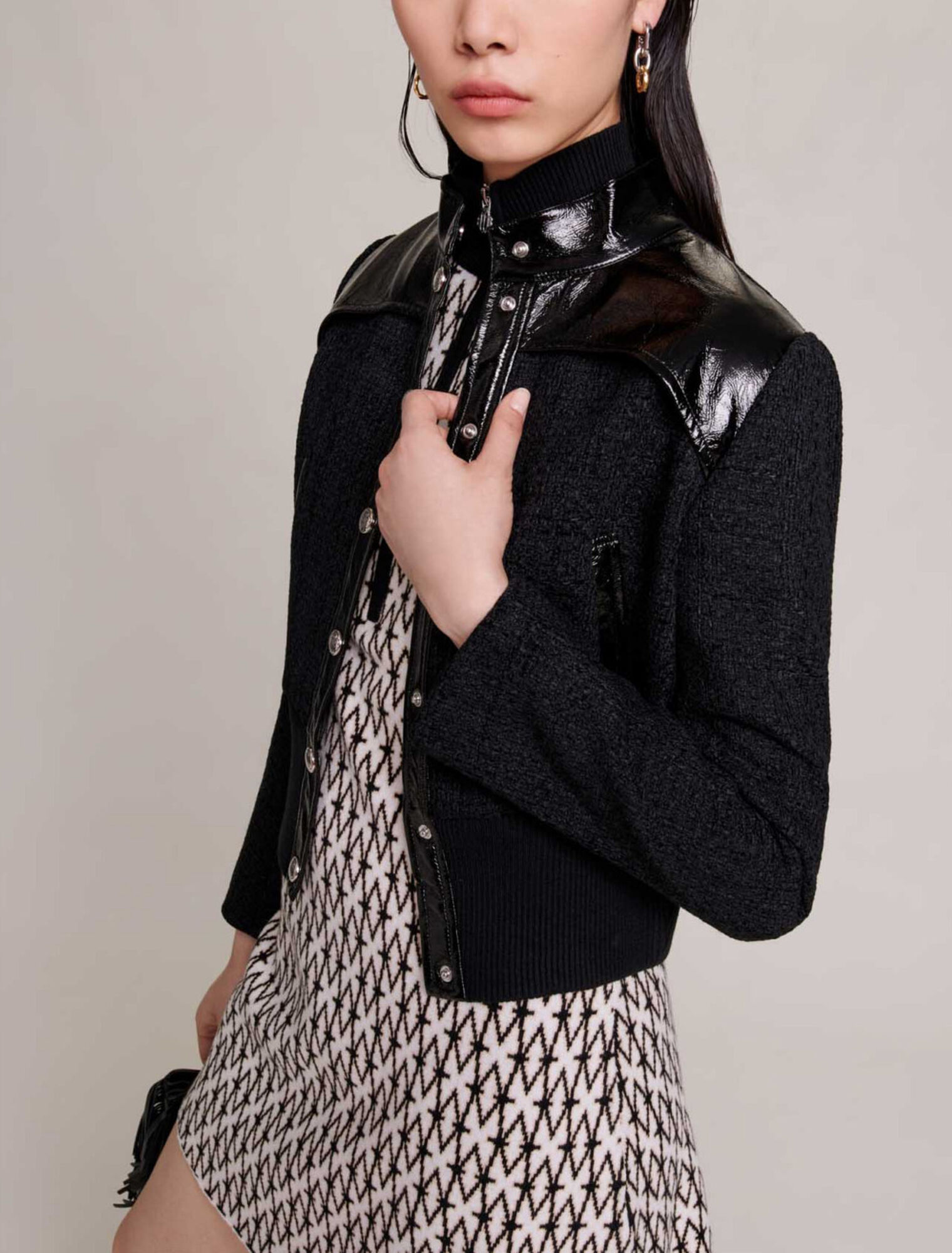 Giacca in tweed e vernice