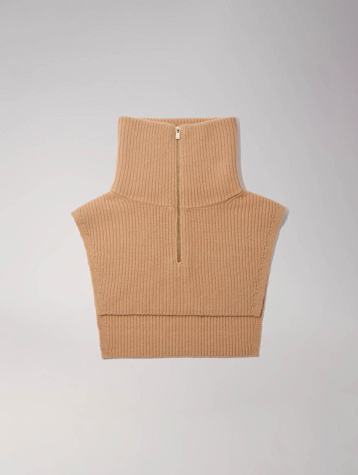 Collo con zip in lana e cashmere