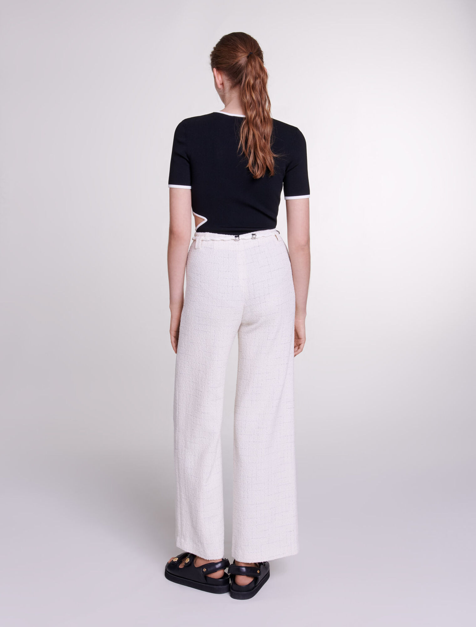 Pantaloni tweed fili metallizzati