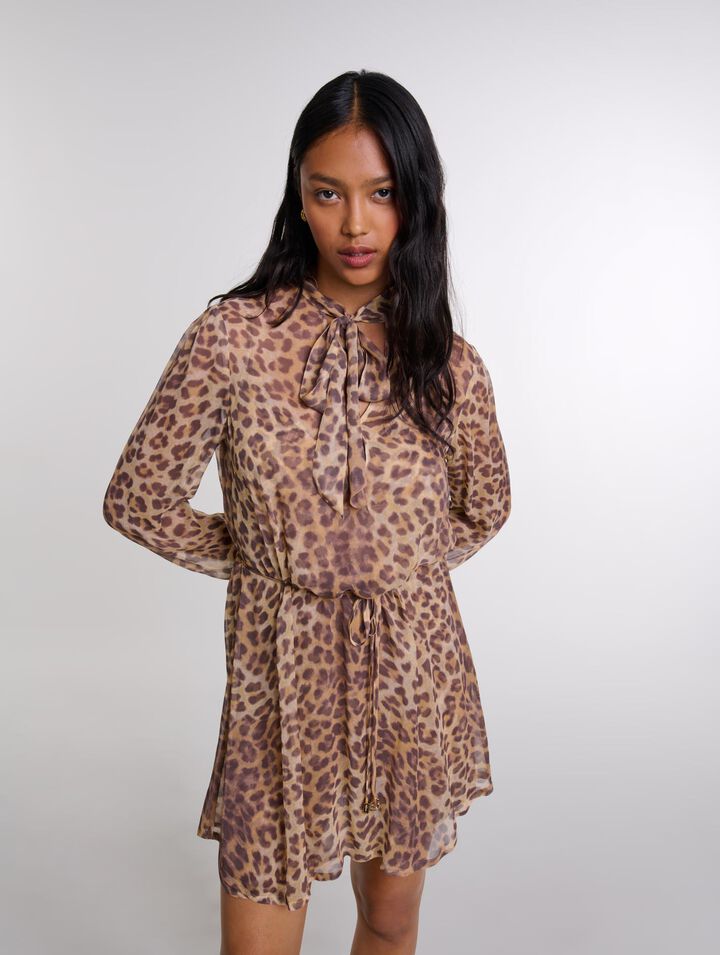 Abito corto con stampa leopardata