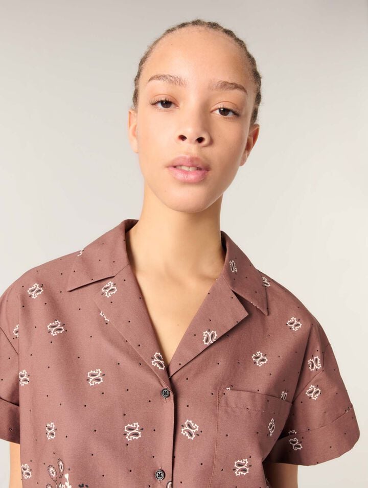Camicia corta con stampa glitterata