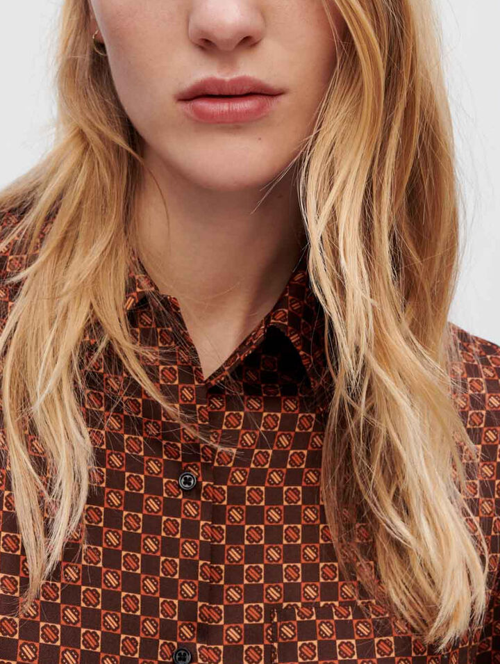 Camicia in raso stampato Mini Clover